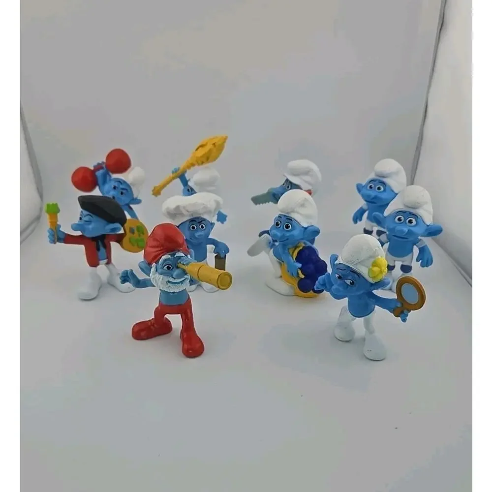 Smurfs Figures Lot of 10 McDonalds Happy Meal Toys 2011 Peyo 3” PVC Cartoon